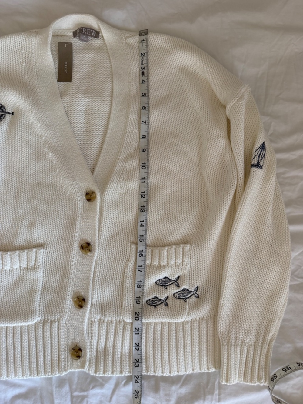 J. Crew Heritage Cotton Cardigan-Nautical Embroidery NWT - Picture 8 of 8